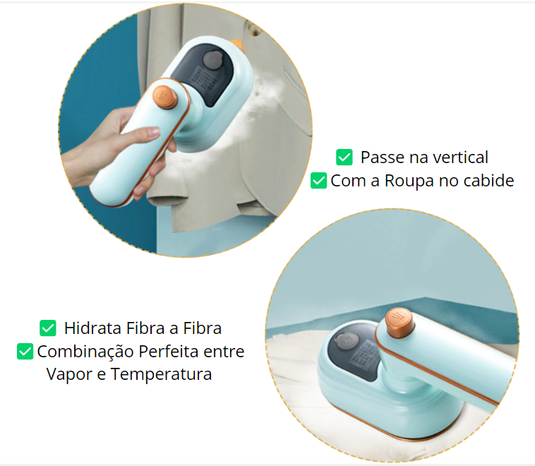 Mini Ferro Portátil Bivolt a Vapor - Iron Master Bralei