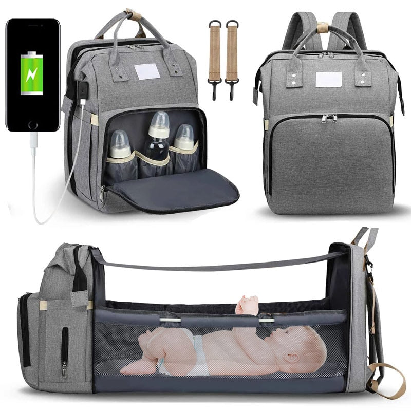 Mochila Maternidade que vira Berço/Trocador Fraldas