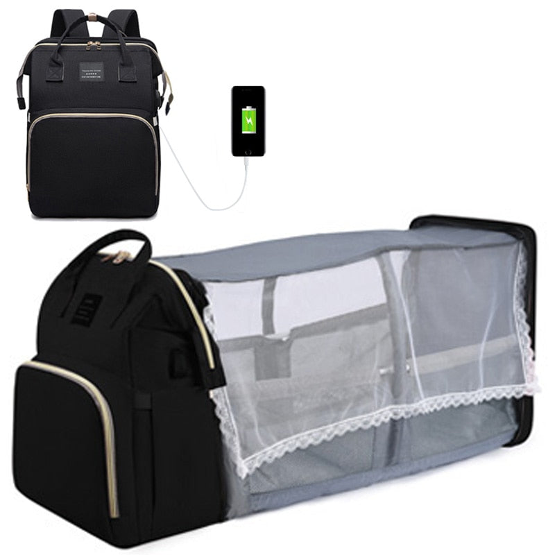 Mochila Maternidade que vira Berço/Trocador Fraldas