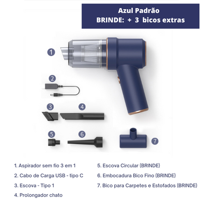 Aspirador de Pó SEM FIO Bivolt Super Poderoso + BRINDE